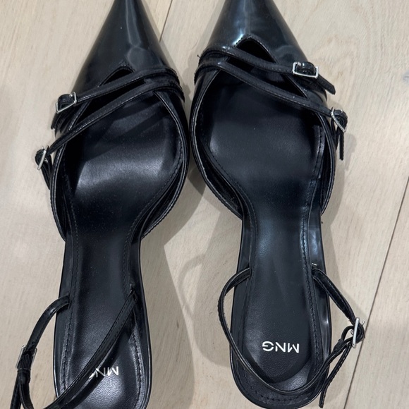 Mango Shoes - Mango Glossy Black Strappy Heels don’t miss beautiful shoes